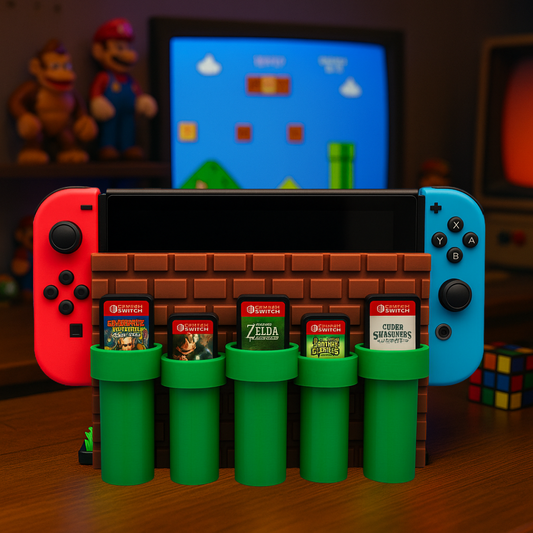 🎮 Soporte para Dock Mario Bros – ¡Organiza hasta 18 juegos!