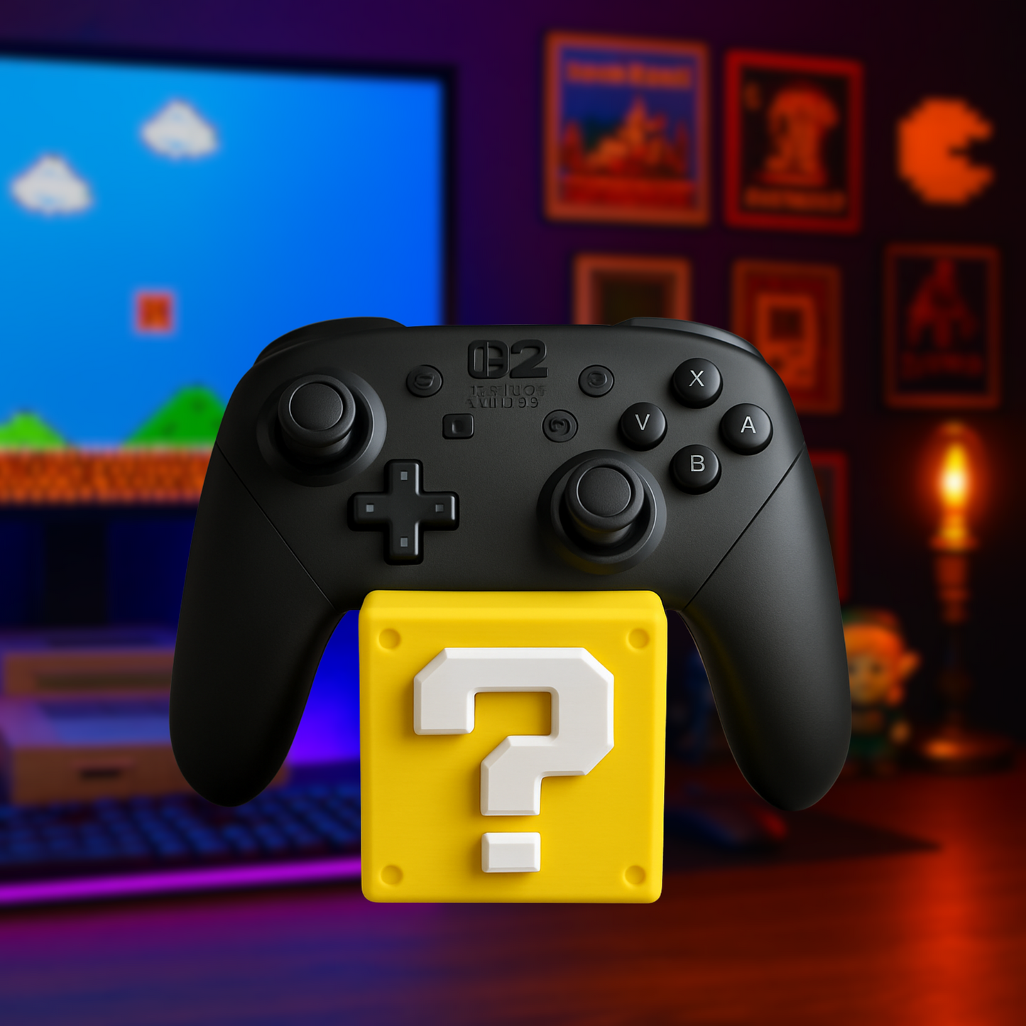 🎮 Soporte para Mando – Cuadro de Interrogación ❓ Mario Bros